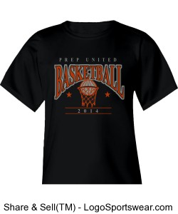 Prep United Youth Black Short Sleeve Basketball T-Shirt Design Zoom